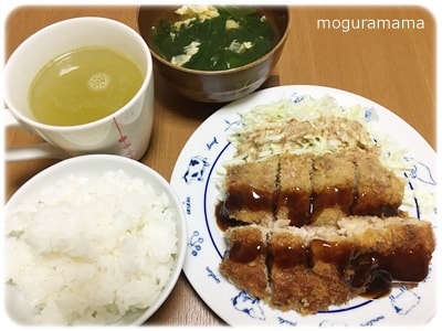 豚こま肉でトンカツ、晩ごはん