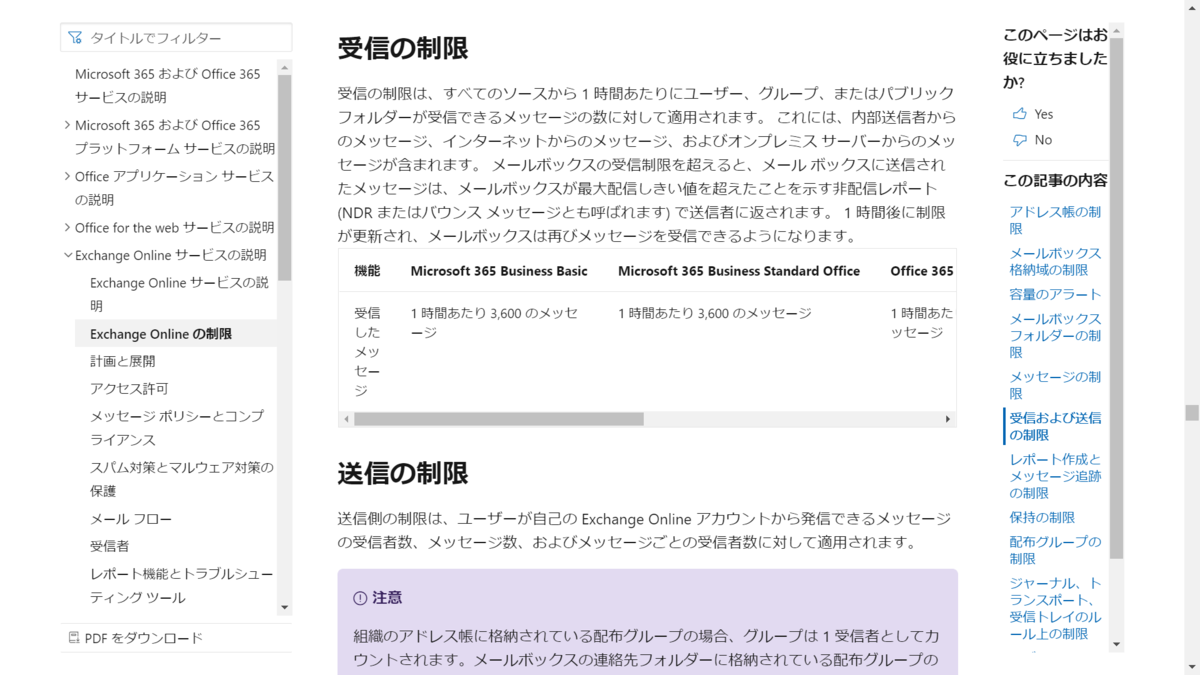 Microsoft 365 Exchange Online の受信メールの制限が厳格に適用されるようになるようです - （）のブログ