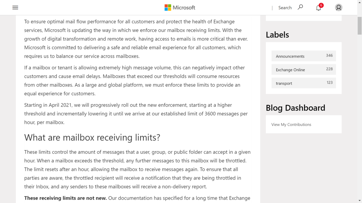 Microsoft 365 Exchange Online の受信メールの制限が厳格に適用されるようになるようです - （）のブログ