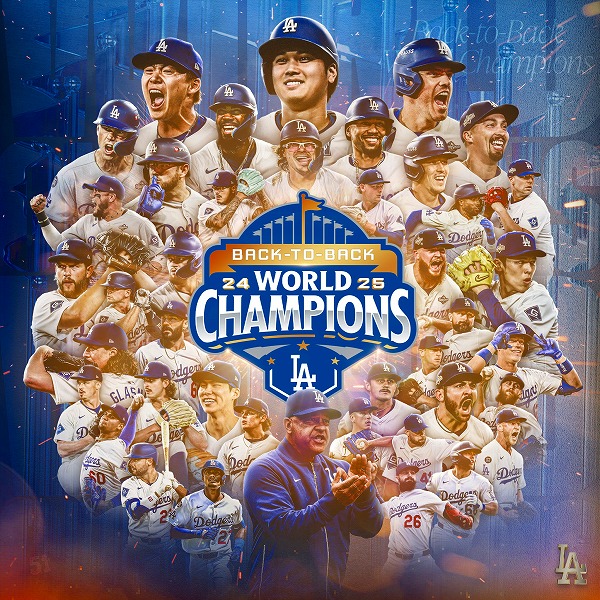 Los Angeles Dodgers」が2025MLBワールドチャンピオン - 野々池周辺散策