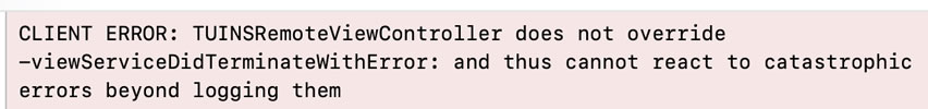 Xcode15.4 CLIENT ERROR: TUINSRemoteViewController does not override ...