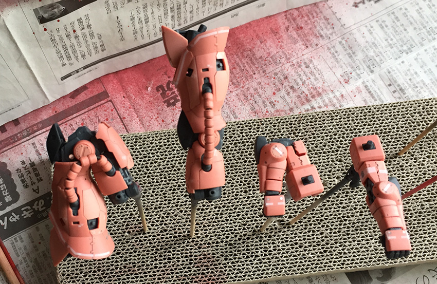 RG MS-06S ZAKUⅡ シャア専用ザク（6）〜武器製作・ツヤ消しクリア塗布
