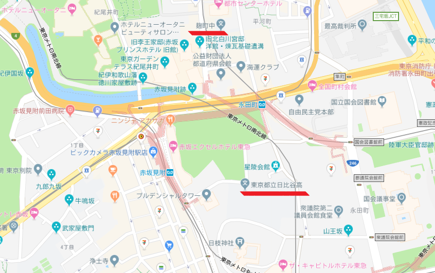 日比谷高校と麹町中学校位置