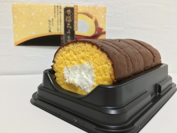 カステラのロールケーキ 黄福 こうふく ろうるは ふわっと口どけなめらかです ハッピースイーツ