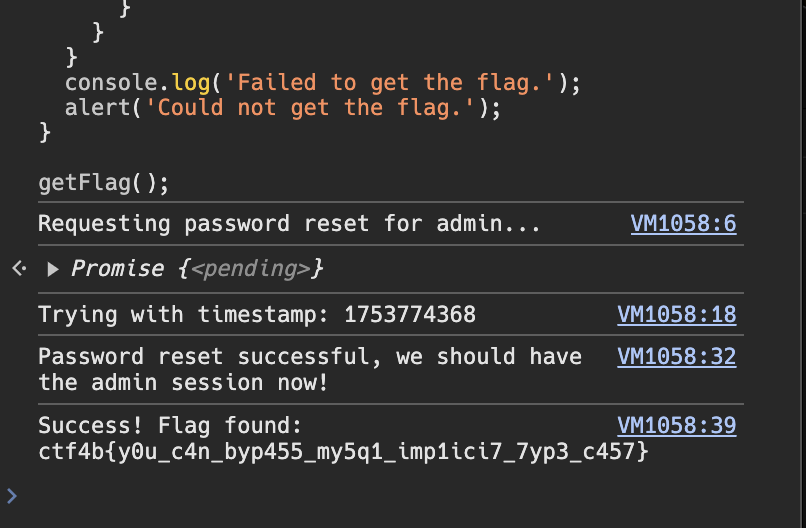 Login4b challenge solution showing flag acquisition