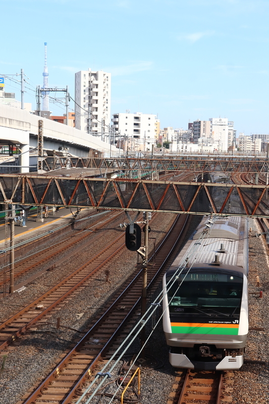 f:id:monhime:20190830113610j:plain 日暮里駅 スカイツリー E233系