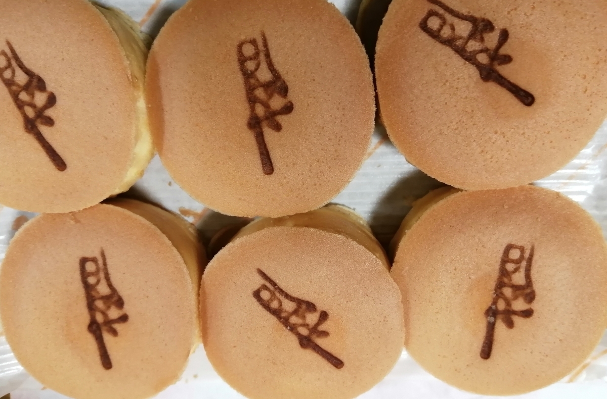 ロンドン焼き確認用 京都名物かすてら饅頭ロンドンヤ「ロンドン焼」の上の焼印は何