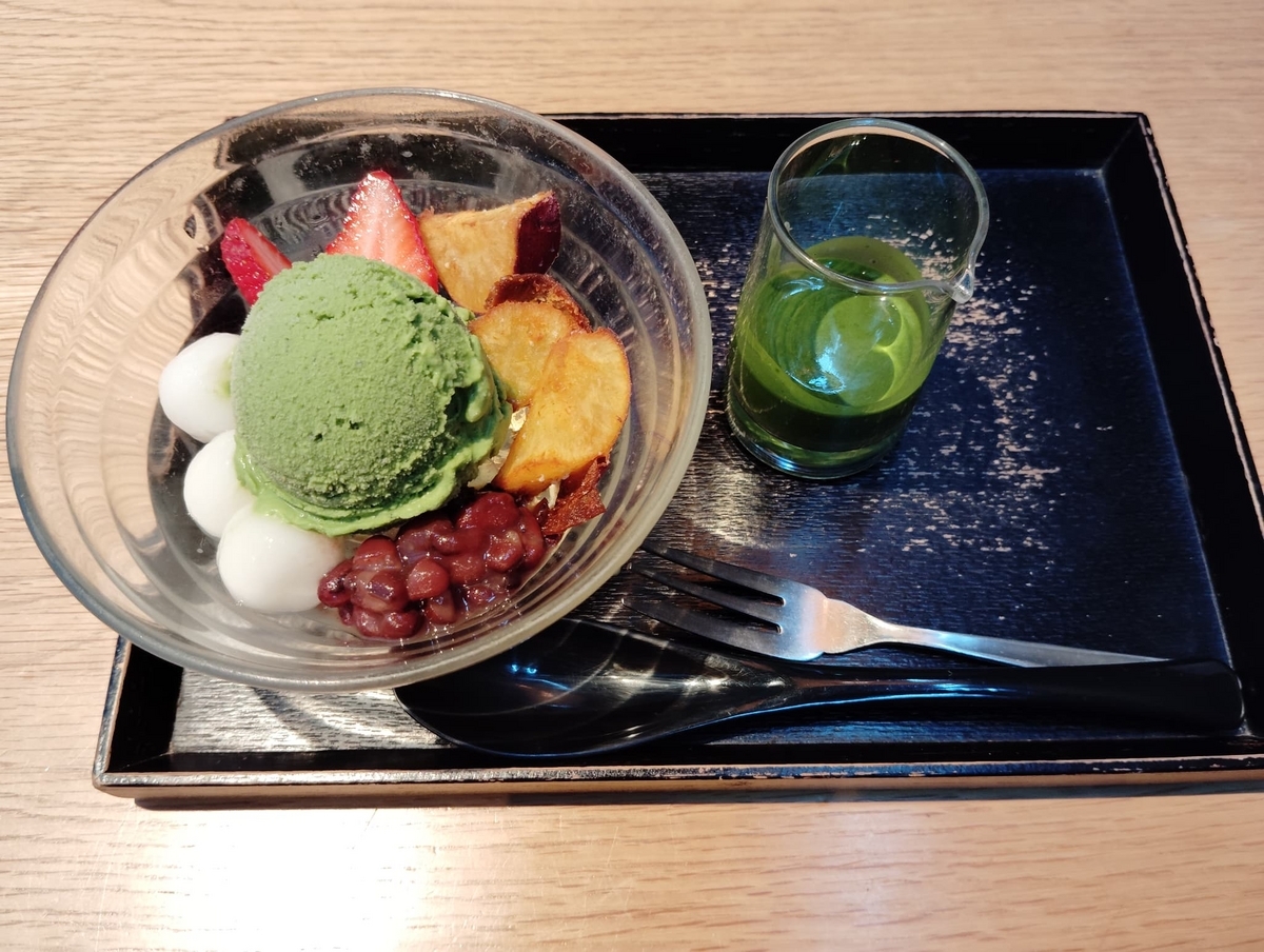 さつまいものあんみつ〜濃い抹茶エキスで〜