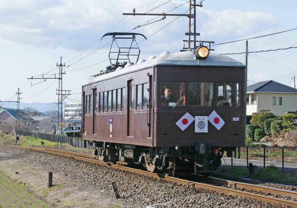 【デハ101型】　江木　大胡　撮影地　上毛電気鉄道　特別運行　中央前橋　西桐生　群馬県近代産業遺産
