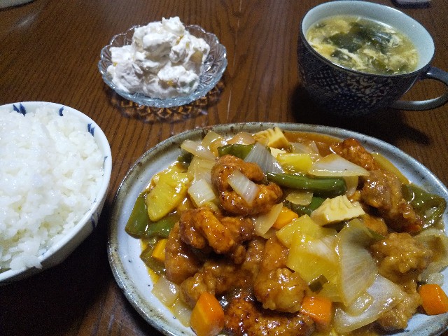 酢豚　中華料理　男の料理　おうちごはん　ケチャップ　甘酢　豚肉　パイナップル
