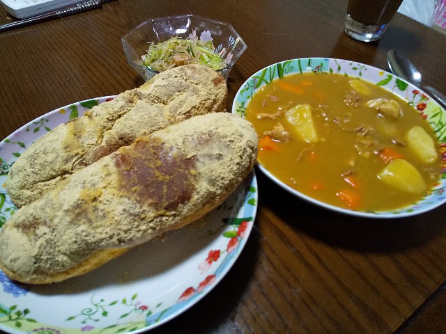 きな粉揚げパン　カレーシチュー　春雨サラダ　レシピ　男の料理　おうちごはん　学校給食　給食メニュー懐かしの味