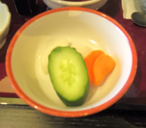 茨城県ひたちなか市西光地２丁目にある和食ファミリーレストラン「ばんどう太郎　ひたちなか店」ばんどう御膳の香の物