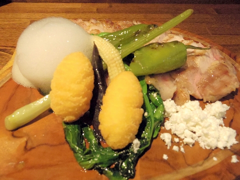 埼玉県越谷市千間台東１丁目にある鉄板ビストロのお店「la planche  ラ・プランシュ」富士幻豚のロースグリルの付け合わせ