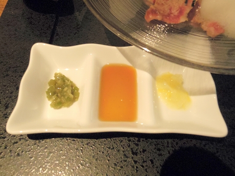 埼玉県越谷市千間台東１丁目にある鉄板ビストロのお店「la planche  ラ・プランシュ」シェフ特製ランチ（黒毛和牛の昆布締めあぶりとホタテ貝柱のバターライス）のソース