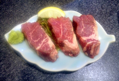 東京都練馬区春日町６丁目にある焼肉・ホルモンの「楽一」アメリカンハラミステーキ