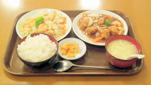 神奈川県横浜市保土ケ谷区岩井町にある中華料理店「和中餐館」八宝菜セット（セットは酢豚を選択)