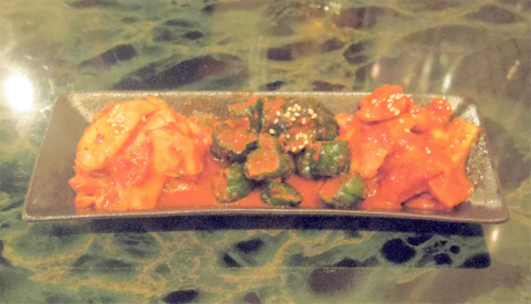 神奈川県横浜市中区本牧町２丁目にある焼肉、韓国料理店「焼肉 オセヨ」キムチ