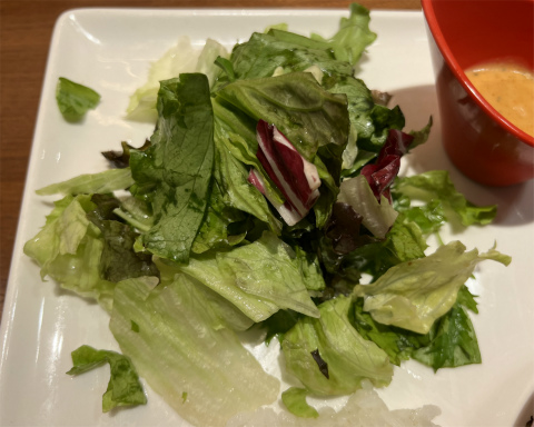 千葉県松戸市松戸新田にあるカフェ「むさしの森珈琲 松戸新田店」グリル野菜ととろけるビーフシチューのご馳走プレートのサラダ