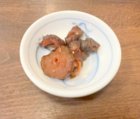 茨城県取手市本郷5丁目にある定食、食堂の「お食事処 ふる川」気まぐれ定食の漬物