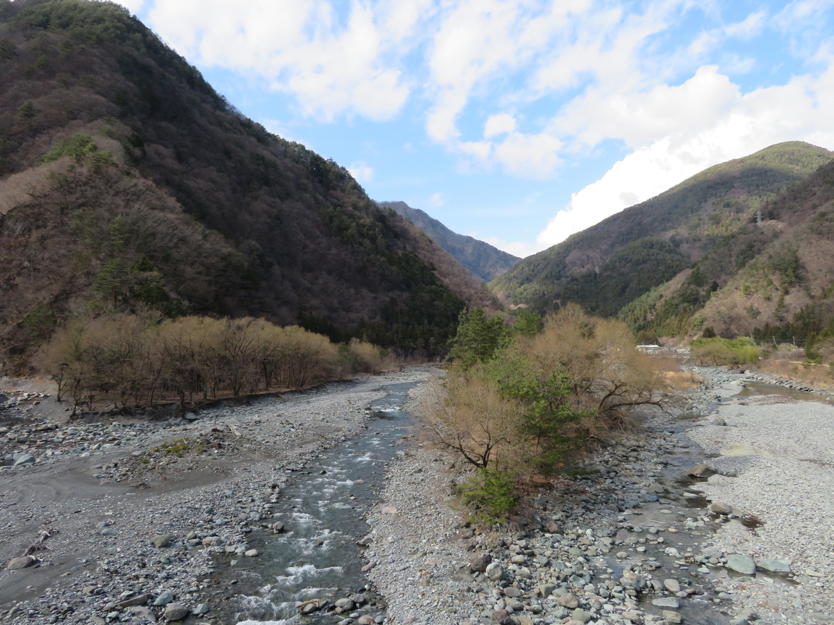 山の間に流れる川