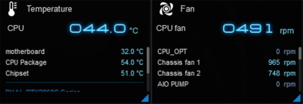 CPUの発熱は、それほどでもないらしい。