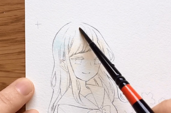 透明水彩メイキング ゆるふわ茶髪の塗り方 サクライは漫画家 アナログ作家