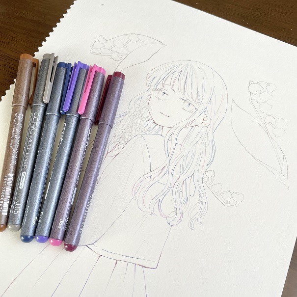 透明水彩イラストにも◎コピックマルチライナーで線画を描いてみた 