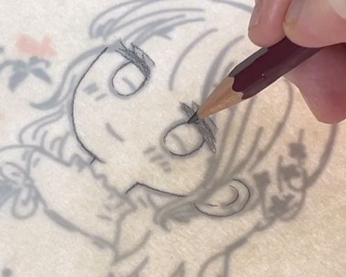 アナログイラスト｜線画メイキング｜金木犀と少女を描いてみた