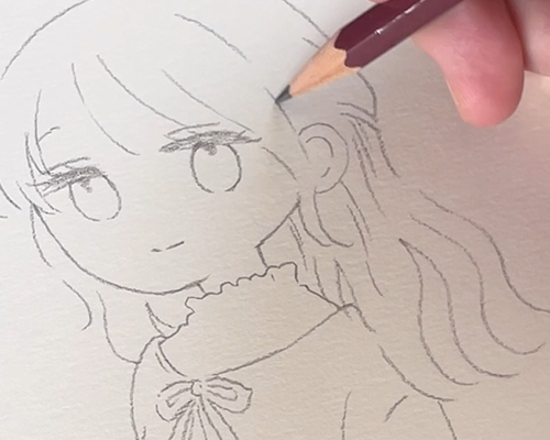 アナログイラスト｜線画メイキング｜金木犀と少女を描いてみた