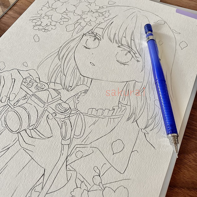 アナログイラスト】カメラと女の子の線画が描けました - サクライ ブログ