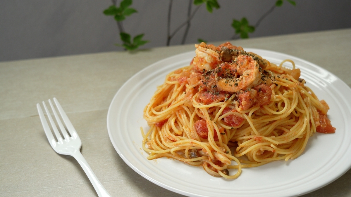 作り置きメニュー 豆乳でできる海老トマトクリームパスタ 妄想グルメのはてなブログ