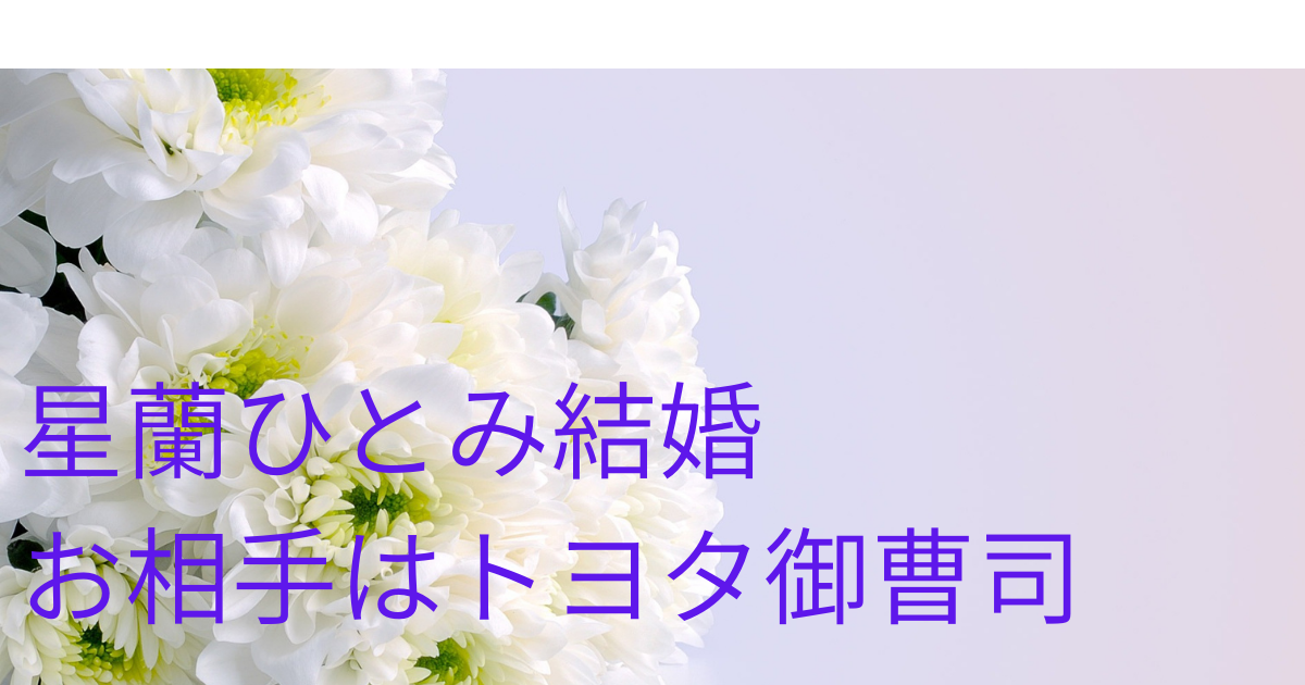 星蘭ひとみが結婚 お相手はトヨタ御曹司 きぬもちブログ