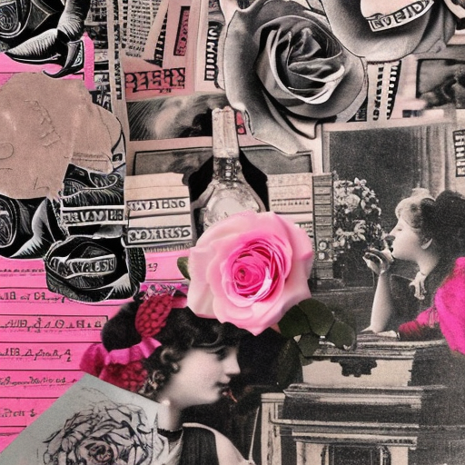 ピンクの幻想コラージュ - Pink and black collage