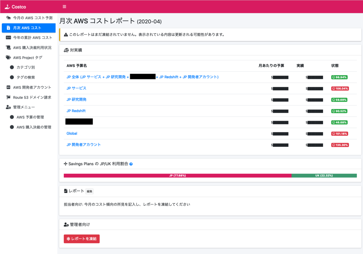 請求が未確定な月次レポート