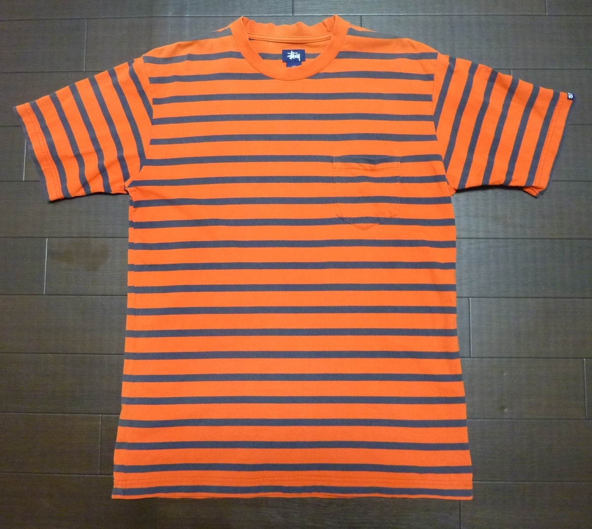 STUSSY ステューシー ボーダーTシャツ 長袖 M オレンジ ブラウン Size【L】 STUSSY ステューシー 90S Drip Technique Tee Orange