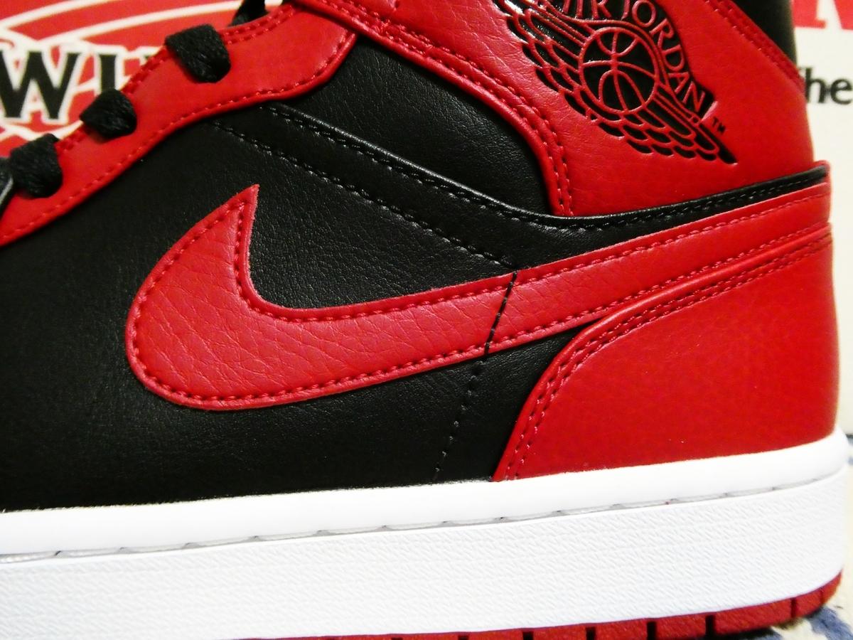NIKE AIR JORDAN1 MID BLACK/GYM RED-WHITE - 赤い羽BLOG