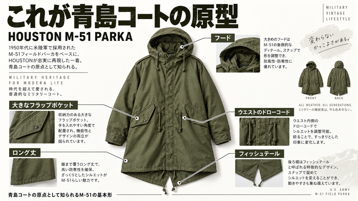 青島コート モッズコート M-1951 青島俊作のモッズコートは何？初代はHOUSTONのM-51、実は歴代で変わっ