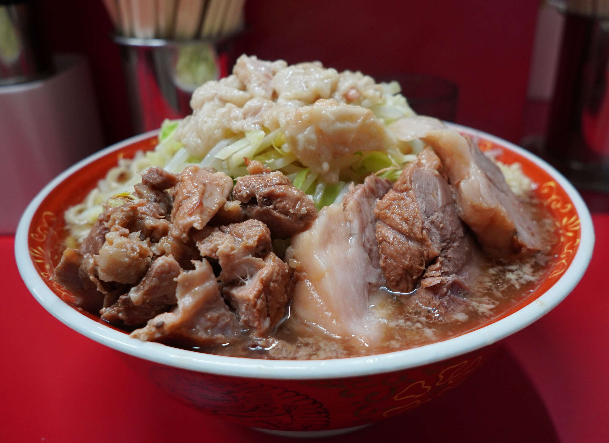 ラーメン二郎 上野毛店 - 2025年上野毛初め。麺カタメ検証。キャベツ