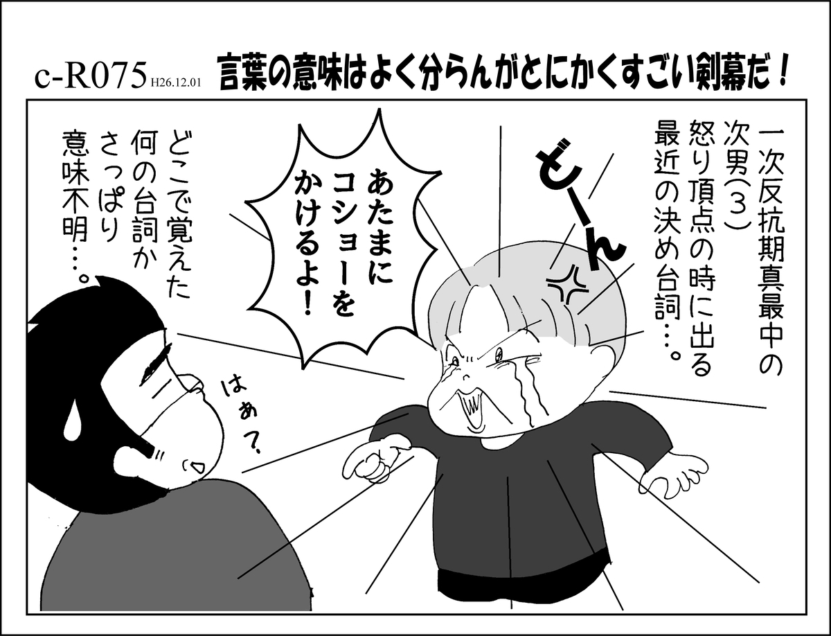 1コマ0075話 言葉の意味はよく分らんがとにかくすごい剣幕だ うちの子３兄弟 再