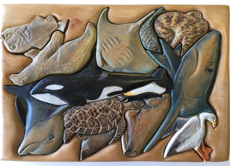 魚 パズル 海 海洋生物パズル 木製 アート作品 ヴィンテージ 公式通販