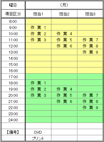 汎用,Excel,スケジュール