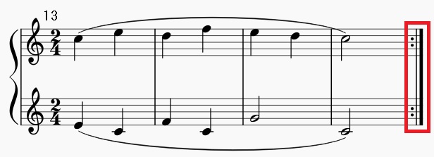 はじめとおわりのリピート記号 点字楽譜はじめました はじめとおわりのリピート記号 点字楽譜はじめました