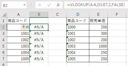 f:id:mutable_yun:20191026154225p:plain 検索先の表のみ文字列でVLOOKUPが失敗している
