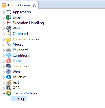 f:id:mutable_yun:20191109155814p:plain Action LibraryからCustom Scriptを選択する画像
