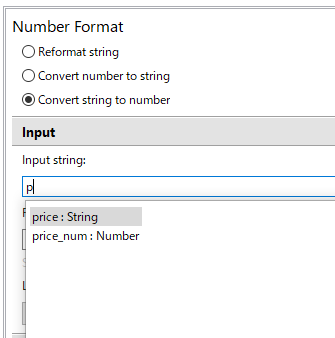 f:id:mutable_yun:20191110042539p:plain Number FormatアクションのInputの設定