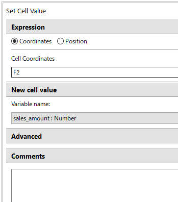 f:id:mutable_yun:20191111215034p:plain Set Cell Valueアクションの設定の画面