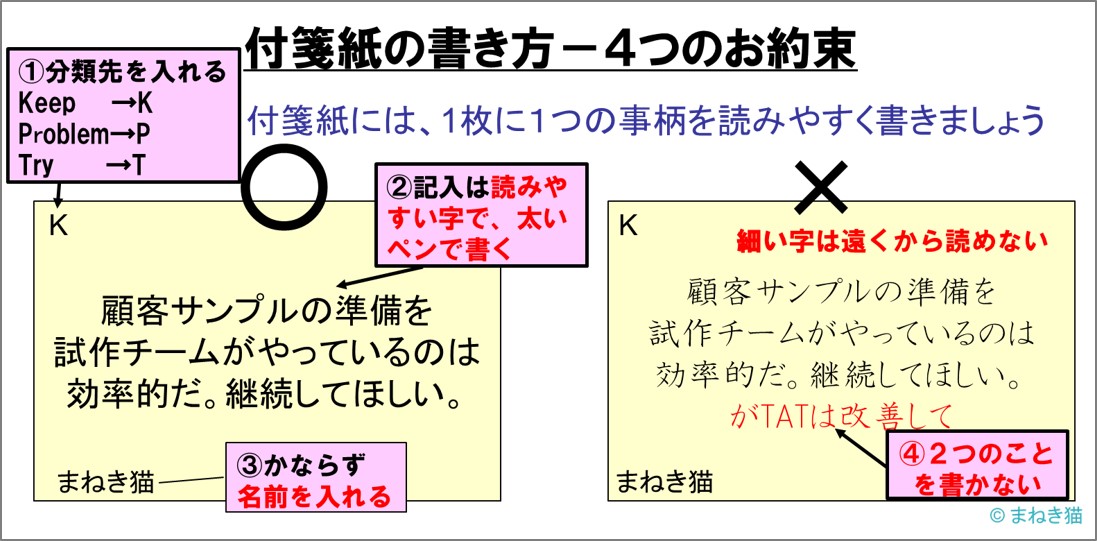 KPT法の付箋紙の書き方－４つのお約束