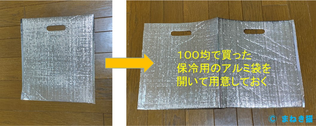 猫用こたつにアルミシートを敷くことで熱効率を上げる
