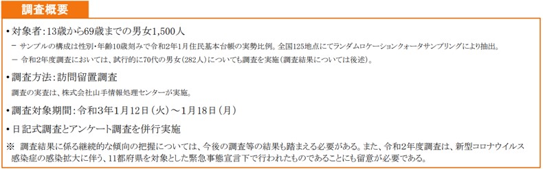 令和２年度情報通信メディアの利用時間と情報行動に関する調査報告書の調査概要