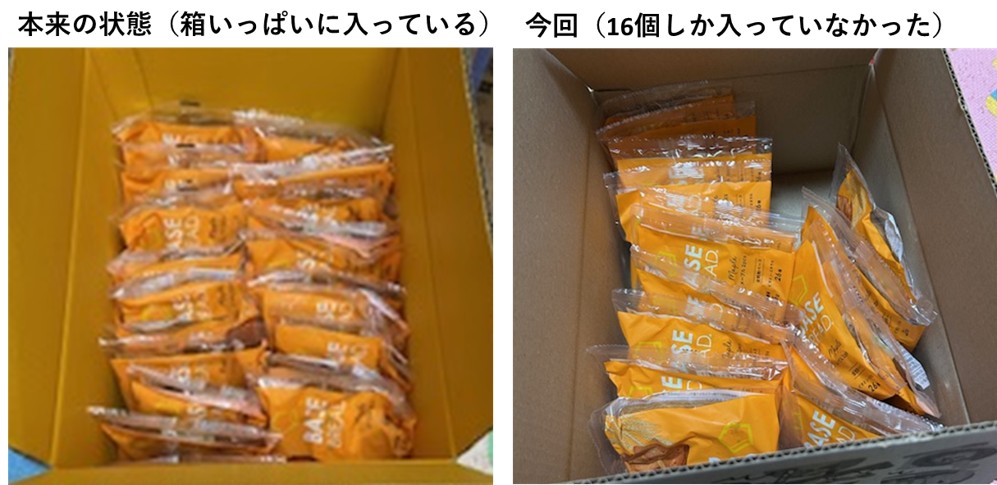 １－１－ベースフード24個注文したが16個しか入っていない